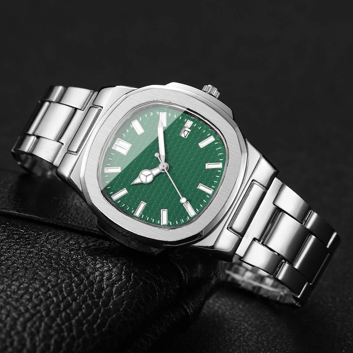 2/4PCS Fashion Men Business Watches Set Simple Square Mens Quartz Watch with Calendar Reloj Hombre(Without Box)