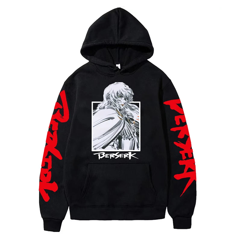 Anime Berserk Hoodies for Men Japanese Harajuku Fashion New Hoodie Sweatshirts Unisex Black Long Sleeve Funny Graphic Pullovers