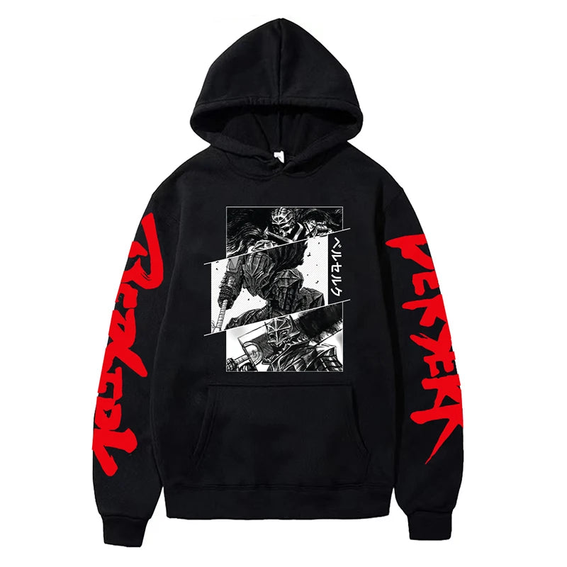Anime Berserk Hoodies for Men Japanese Harajuku Fashion New Hoodie Sweatshirts Unisex Black Long Sleeve Funny Graphic Pullovers