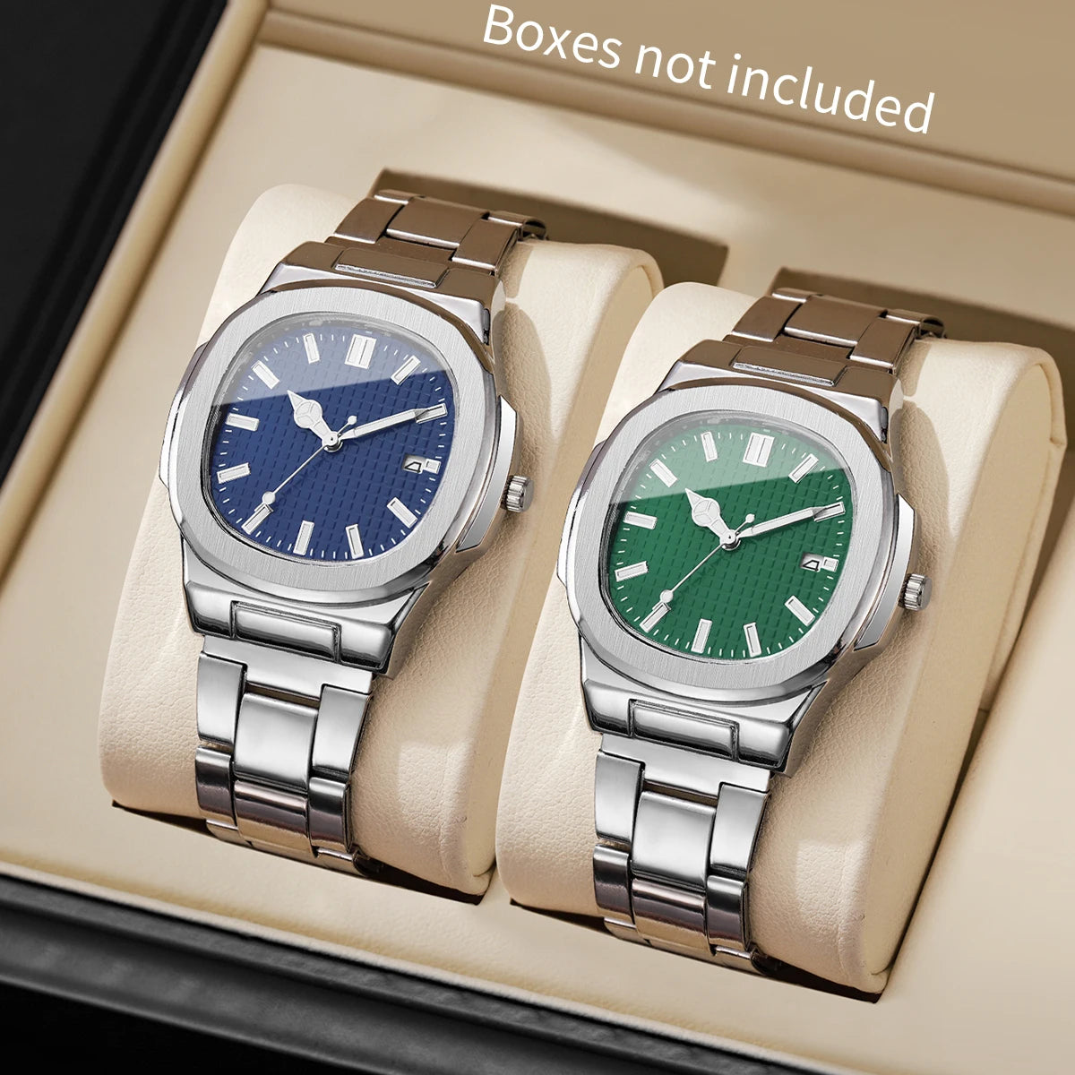 2/4PCS Fashion Men Business Watches Set Simple Square Mens Quartz Watch with Calendar Reloj Hombre(Without Box)