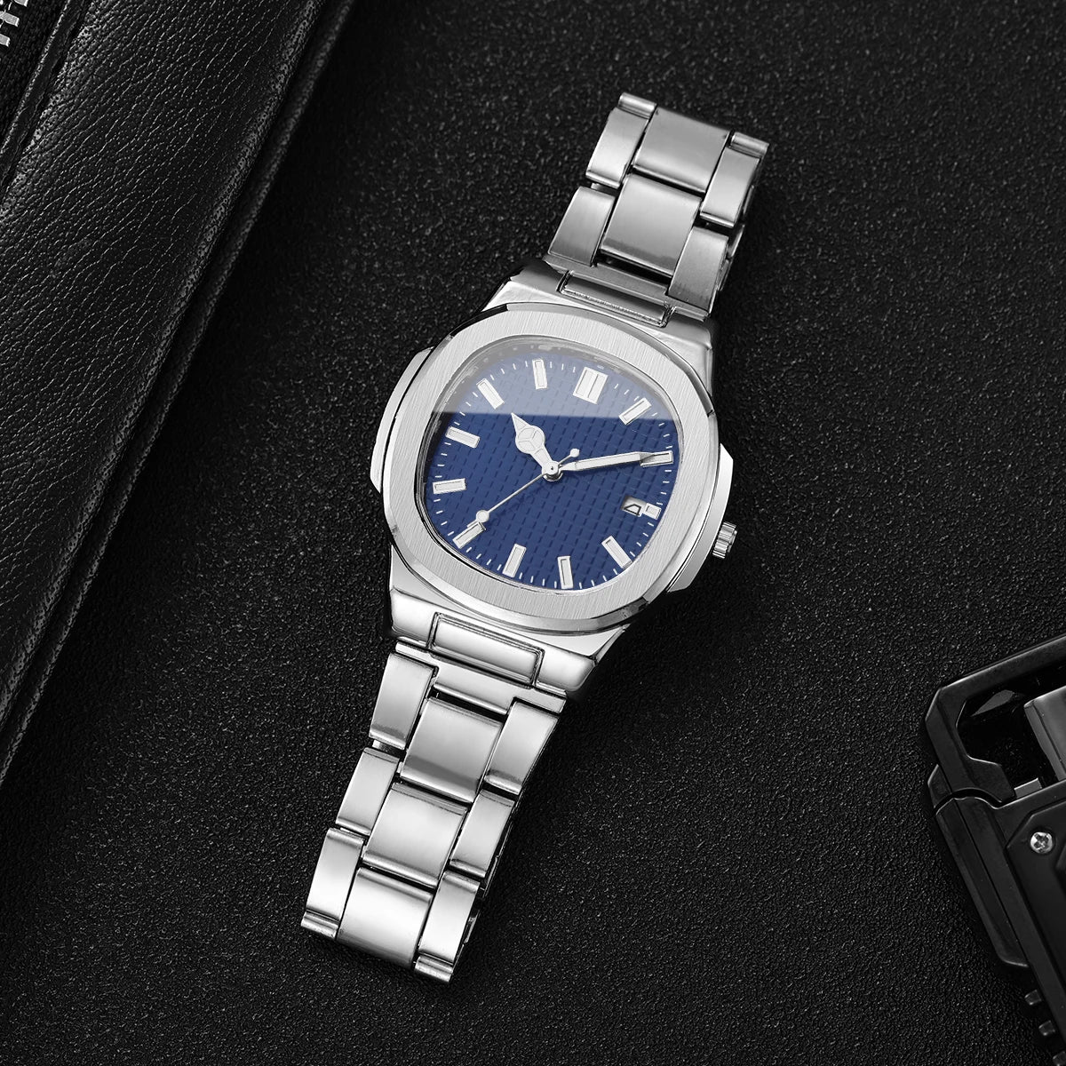 2/4PCS Fashion Men Business Watches Set Simple Square Mens Quartz Watch with Calendar Reloj Hombre(Without Box)