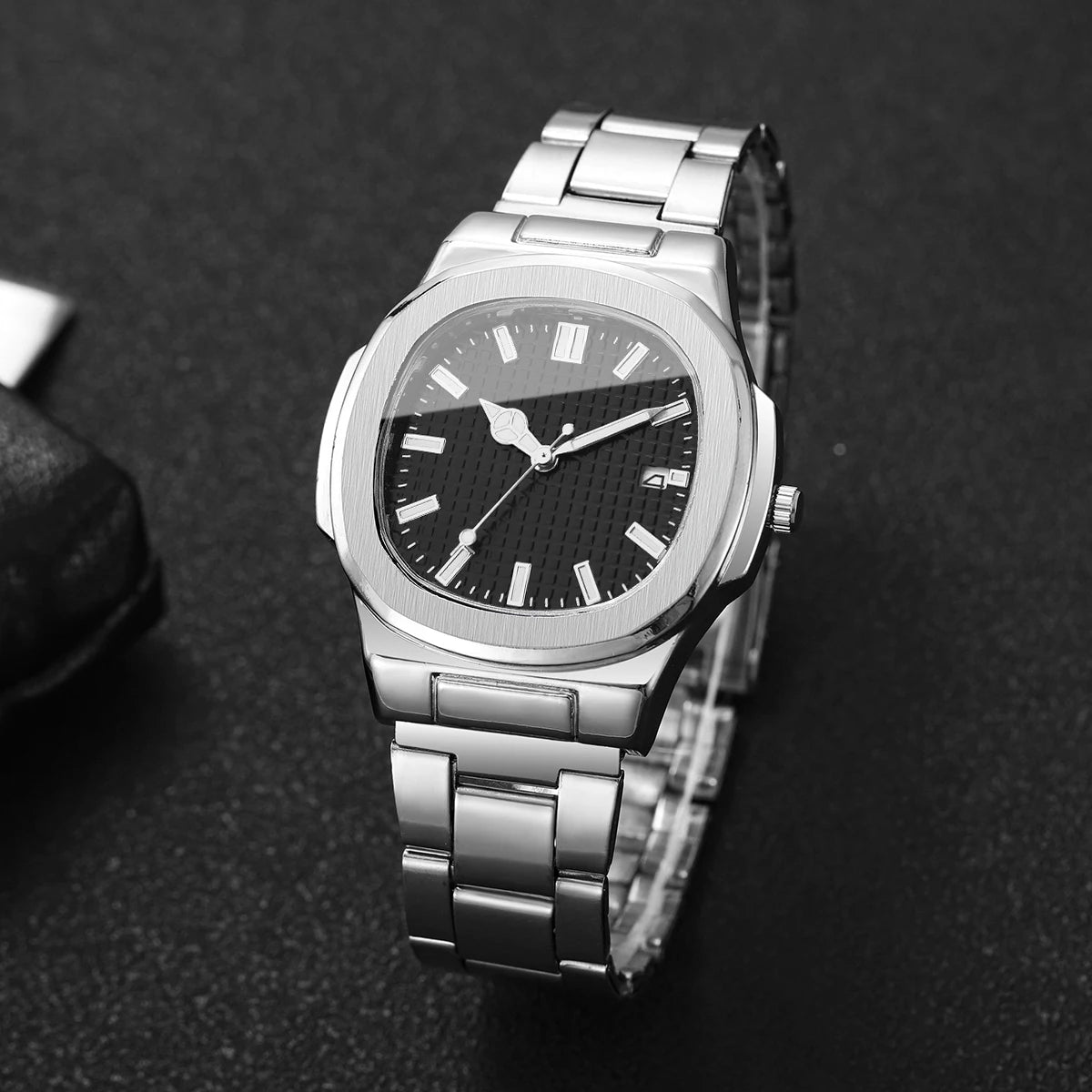 2/4PCS Fashion Men Business Watches Set Simple Square Mens Quartz Watch with Calendar Reloj Hombre(Without Box)