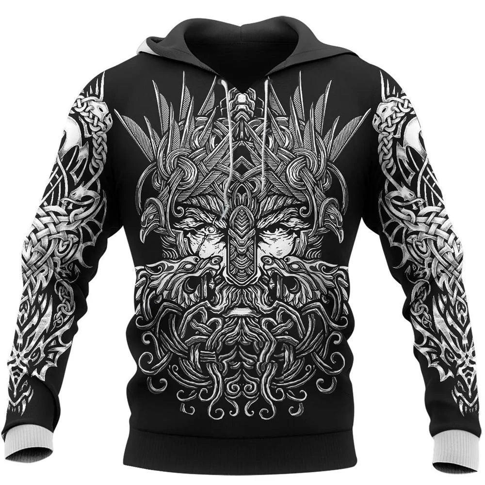 Eagle/ Raven Tattoo Vegvisir Red 3D All Over Printed Men's Hoodie & Sweatshirt Unisex Zip Hoodies Casual Tracksuits