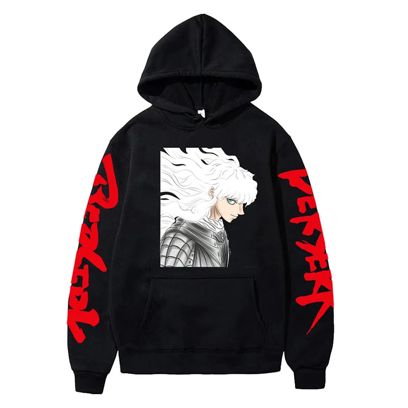Anime Berserk Hoodies for Men Japanese Harajuku Fashion New Hoodie Sweatshirts Unisex Black Long Sleeve Funny Graphic Pullovers