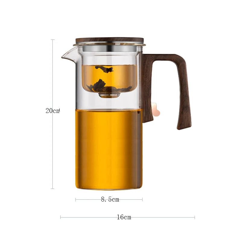 900ml 720ml 520ml Tea pot,One Click Magnetic Switch Heat Resistant Glass Teapot with Stainless Steel Tea Strainer KungFu Teaware
