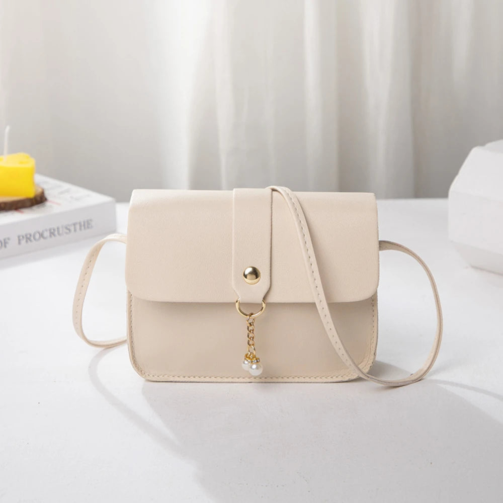 Ladies' small bags for daily use, versatile spring and summer women's bags, color-blocking small square bags, pearl pendant bags