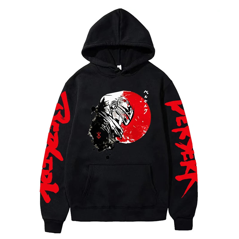 Anime Berserk Hoodies for Men Japanese Harajuku Fashion New Hoodie Sweatshirts Unisex Black Long Sleeve Funny Graphic Pullovers