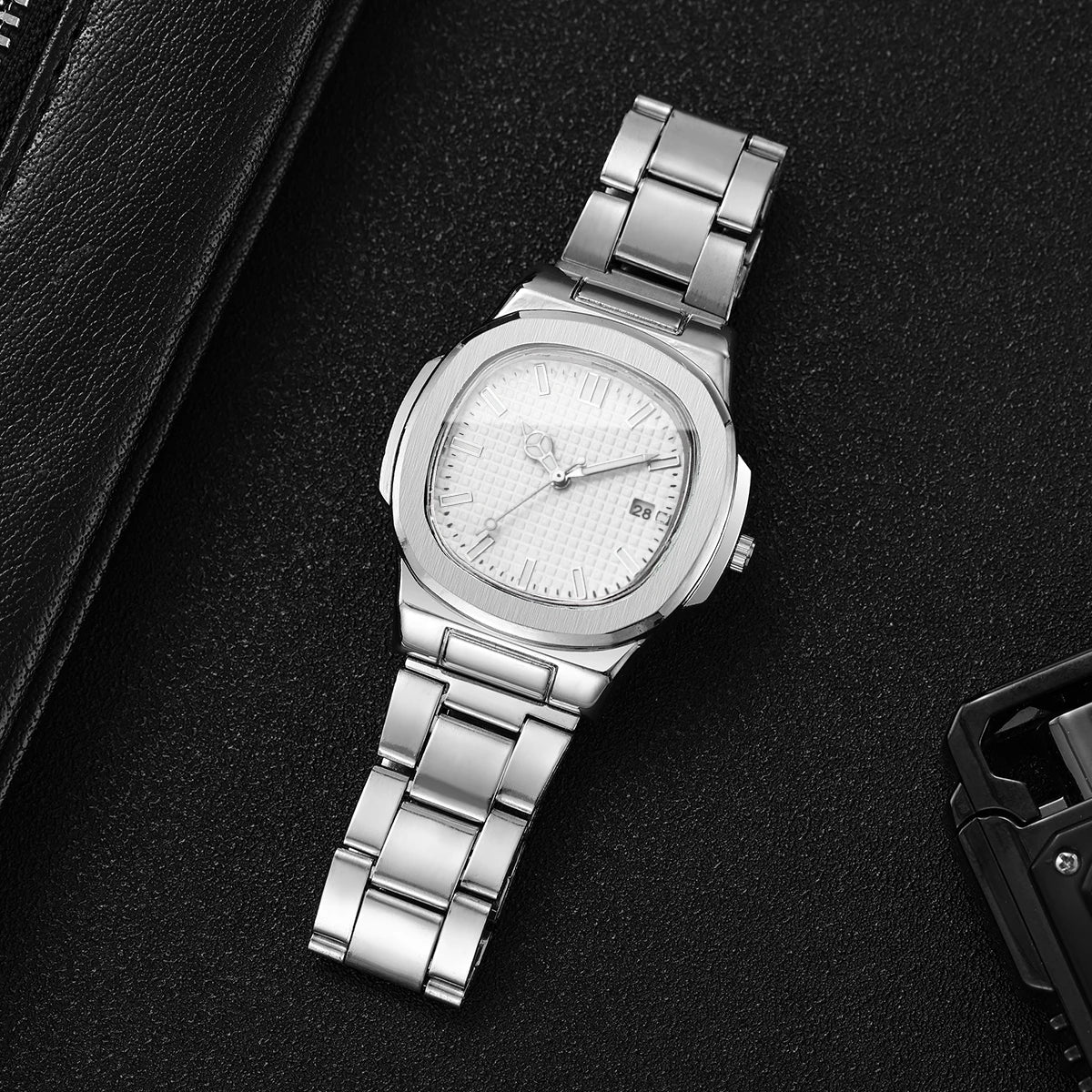 2/4PCS Fashion Men Business Watches Set Simple Square Mens Quartz Watch with Calendar Reloj Hombre(Without Box)