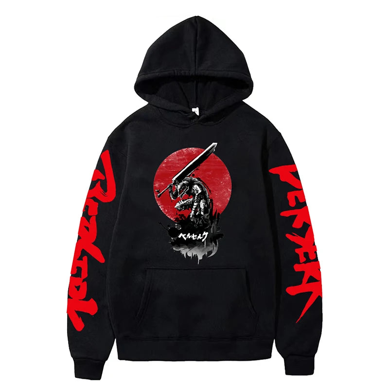 Anime Berserk Hoodies for Men Japanese Harajuku Fashion New Hoodie Sweatshirts Unisex Black Long Sleeve Funny Graphic Pullovers