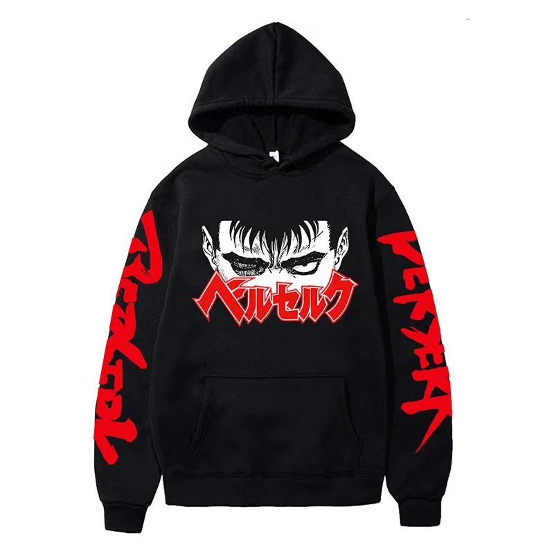 Anime Berserk Hoodies for Men Japanese Harajuku Fashion New Hoodie Sweatshirts Unisex Black Long Sleeve Funny Graphic Pullovers