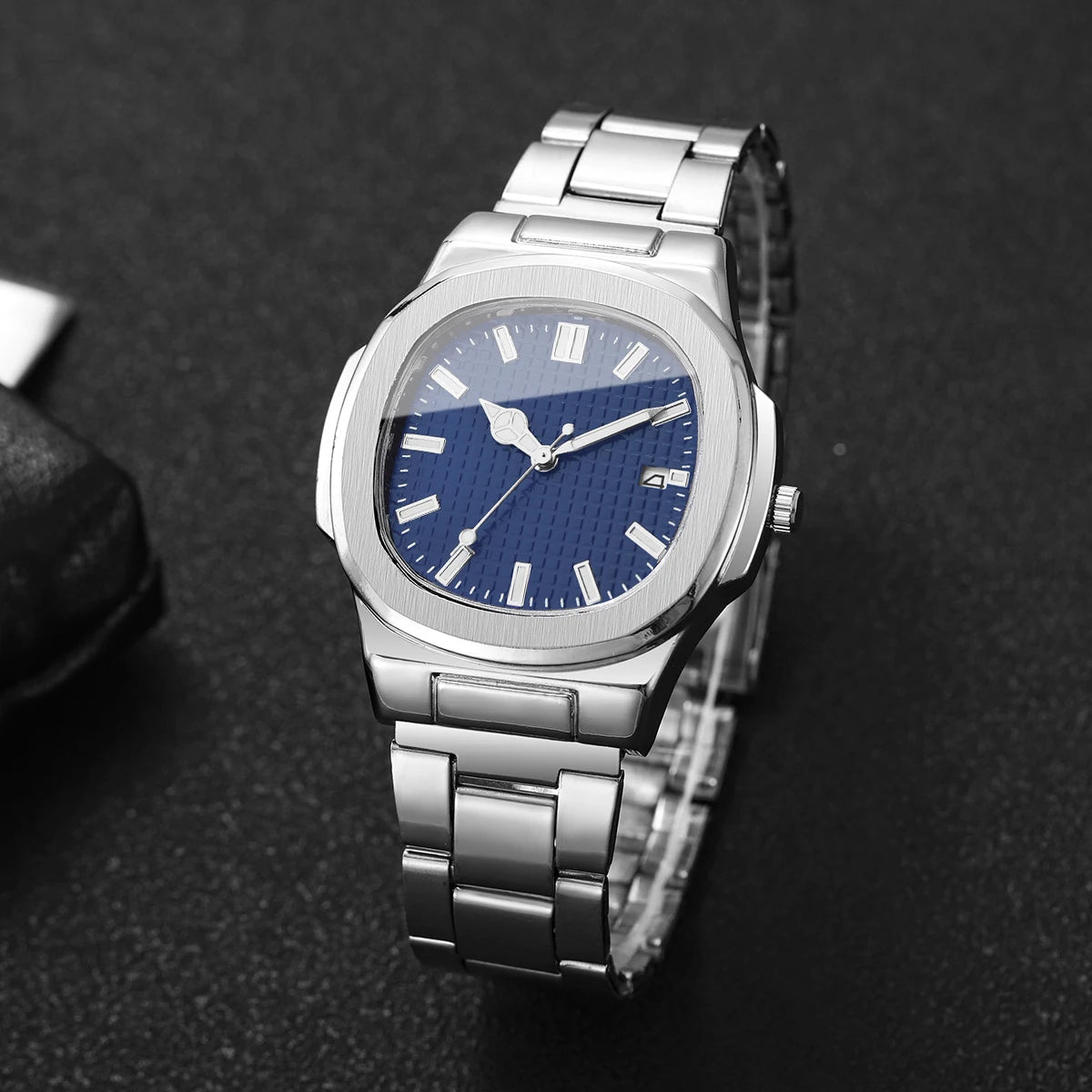 2/4PCS Fashion Men Business Watches Set Simple Square Mens Quartz Watch with Calendar Reloj Hombre(Without Box)