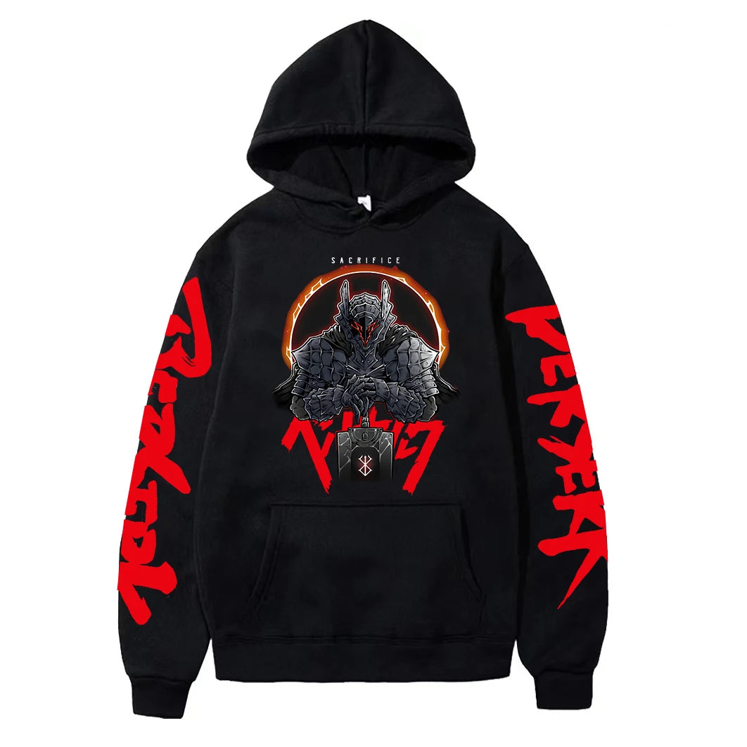 Anime Berserk Hoodies for Men Japanese Harajuku Fashion New Hoodie Sweatshirts Unisex Black Long Sleeve Funny Graphic Pullovers