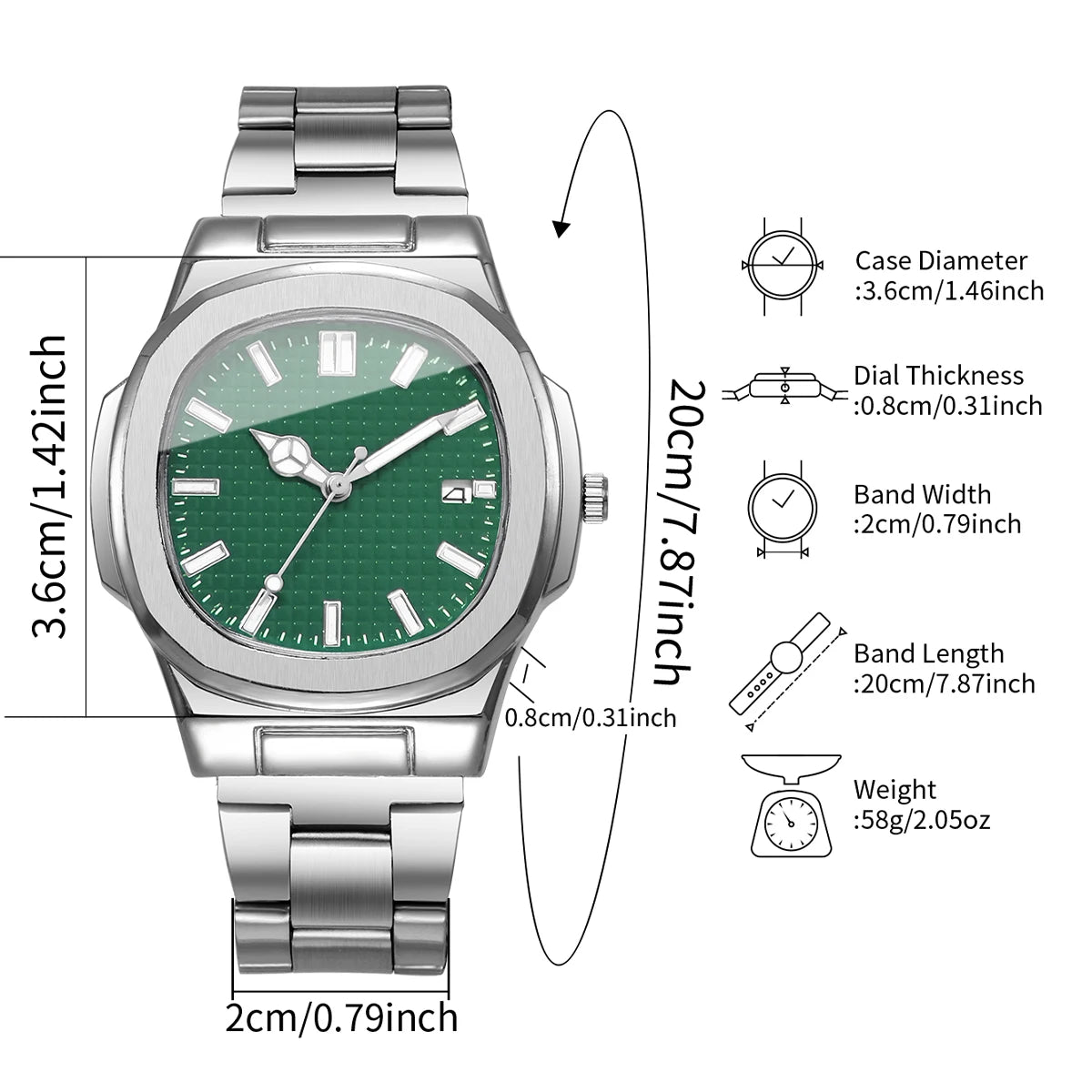 2/4PCS Fashion Men Business Watches Set Simple Square Mens Quartz Watch with Calendar Reloj Hombre(Without Box)