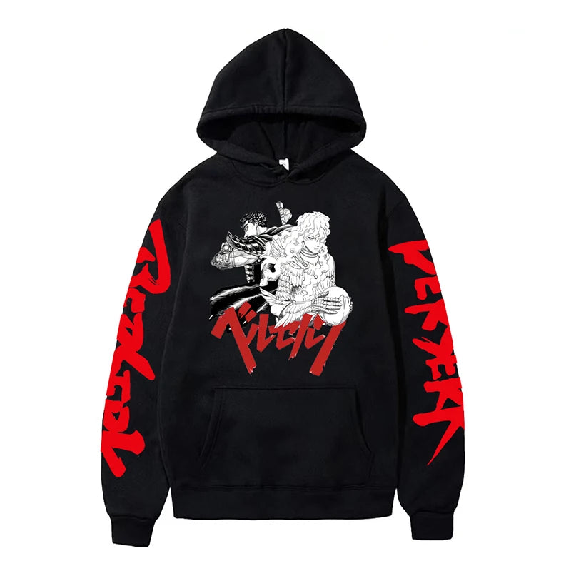 Anime Berserk Hoodies for Men Japanese Harajuku Fashion New Hoodie Sweatshirts Unisex Black Long Sleeve Funny Graphic Pullovers