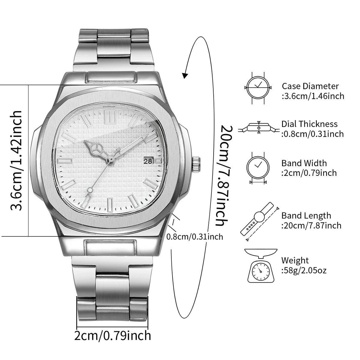 2/4PCS Fashion Men Business Watches Set Simple Square Mens Quartz Watch with Calendar Reloj Hombre(Without Box)