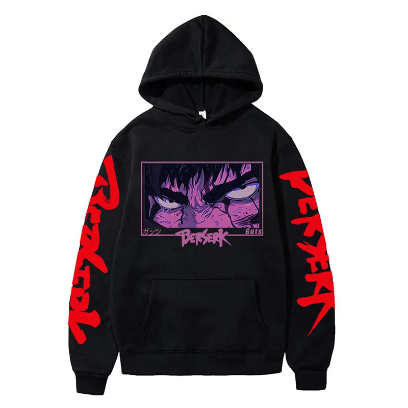 Anime Berserk Hoodies for Men Japanese Harajuku Fashion New Hoodie Sweatshirts Unisex Black Long Sleeve Funny Graphic Pullovers