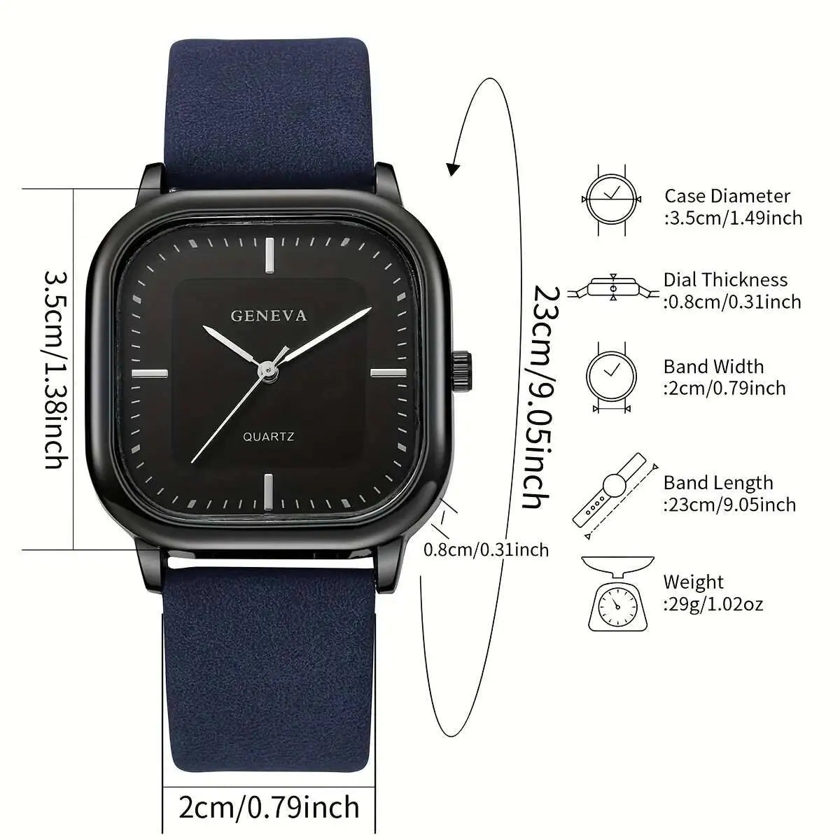 Fashion Square Minimalist Men's Quartz Watch Casual Leather Strap Wristwatch Reloj Hombre(Without Box)