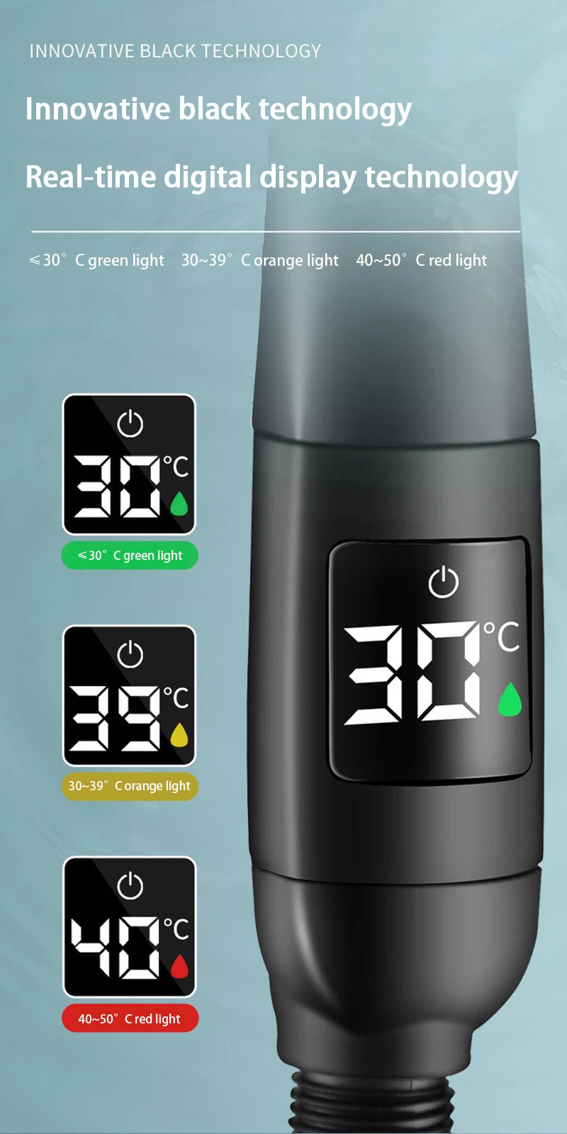 Xiaomi Water Temperature Digital Display Shower Head Turbo High pressure shower head  set household 5-Mode Bathroom Accessories