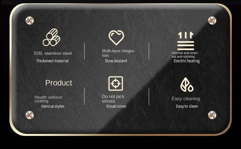 316 Stainless Steel Frying Pan Wok NonStick Pan Fried Steak Pot Uncoated Kitchen Cookware For Gas Stove and Induction Cooker Wok