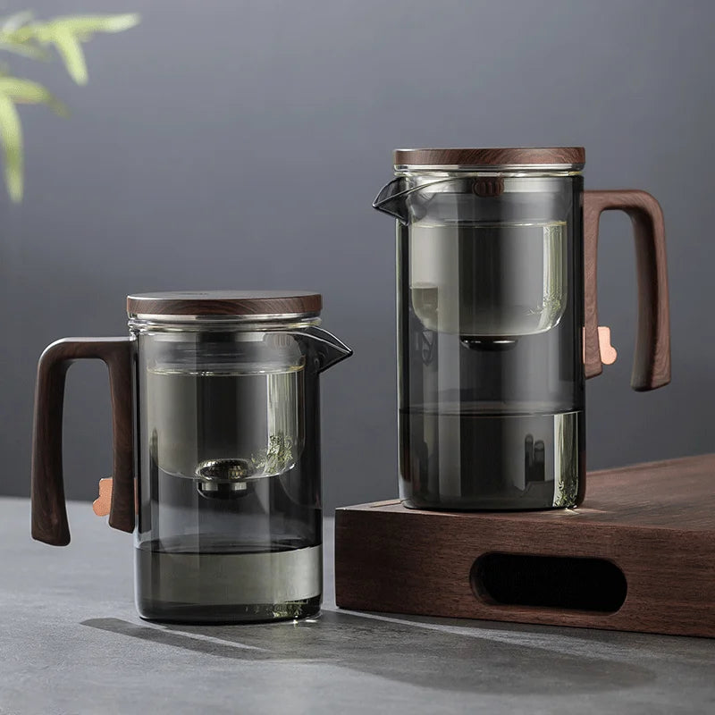 900ml 720ml 520ml Tea pot,One Click Magnetic Switch Heat Resistant Glass Teapot with Stainless Steel Tea Strainer KungFu Teaware