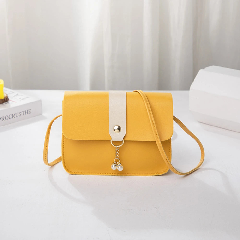 Ladies' small bags for daily use, versatile spring and summer women's bags, color-blocking small square bags, pearl pendant bags