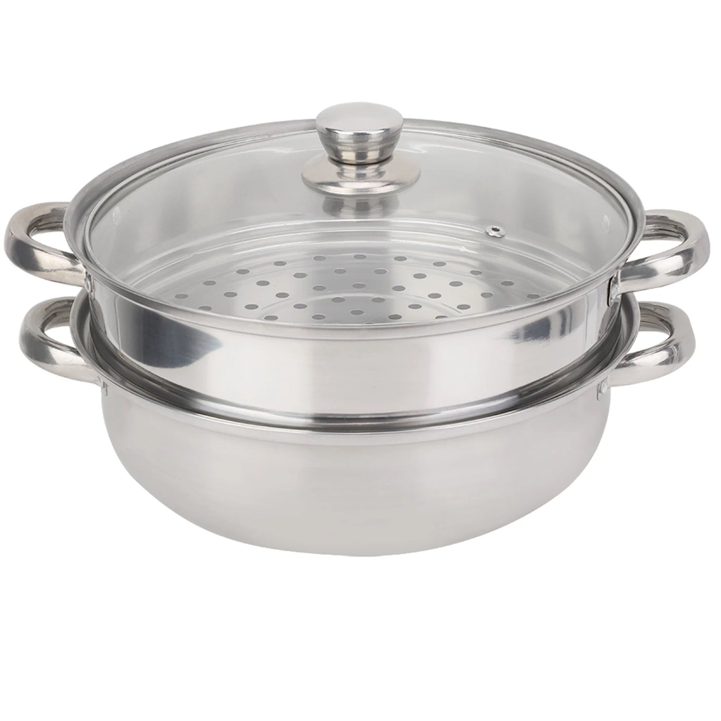 Stainless Steel Cookware 27cm/11in 2-Layer Steamer Pot Cooker Double Boiler Soup Steaming Pot Kitchenware Kitchen Supplies