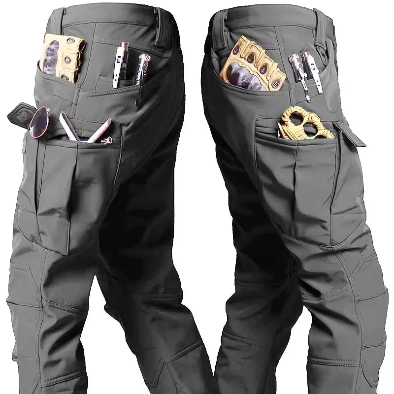 Winter Pants Men Outdoor Windproof Waterproof Thick Tactical Trousers Softshell Fleece Hunting Warm Multi-pocket Work Camo 4XL