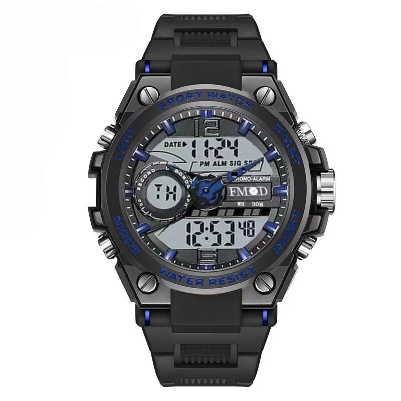 Three-Hand Luminous Sports Watch |   Alloy Dual Display Timer+Alarm Clock+Calendar |   Exclusive Dual-Display Digital Watch for Men and Women