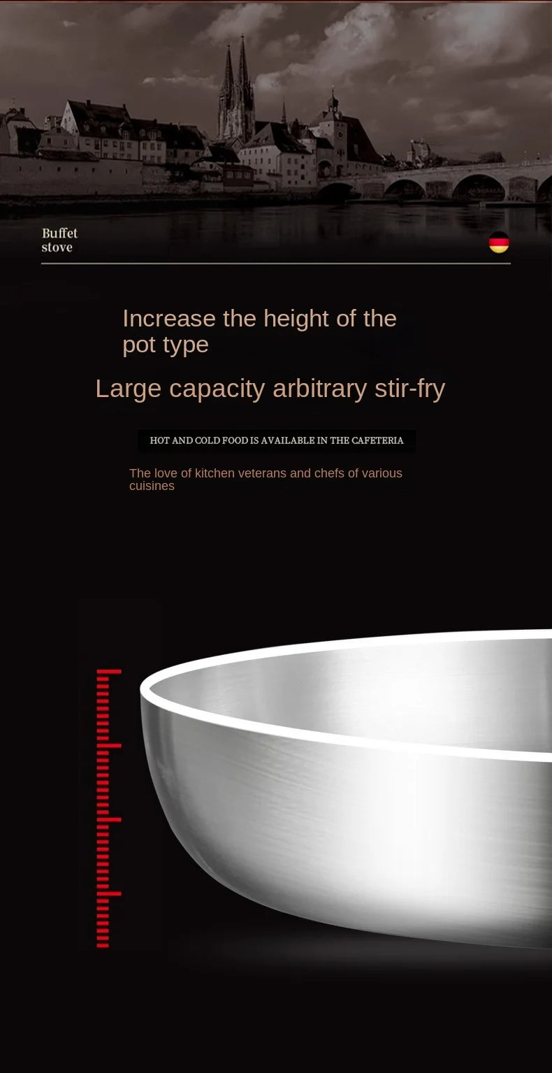 316 Stainless Steel Frying Pan Wok NonStick Pan Fried Steak Pot Uncoated Kitchen Cookware For Gas Stove and Induction Cooker Wok