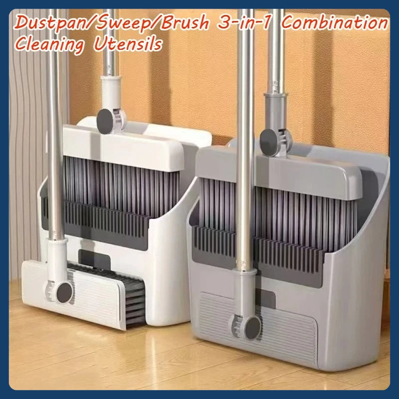 Durable soft bristle non-stick foldable broom shovel broom brush 3-in-1 combination cleaning broom set