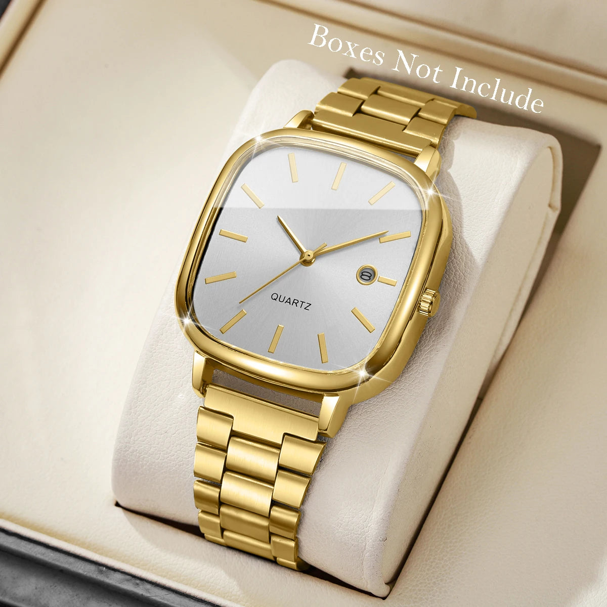 Fashion Square Men Business Watches Analog Calendar Quartz Watch for Mens Clock Reloj Hombre（Without Box）