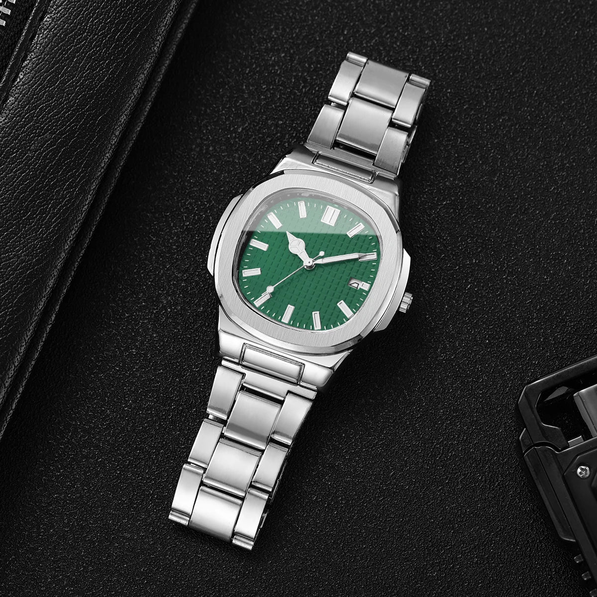 2/4PCS Fashion Men Business Watches Set Simple Square Mens Quartz Watch with Calendar Reloj Hombre（Without Box）