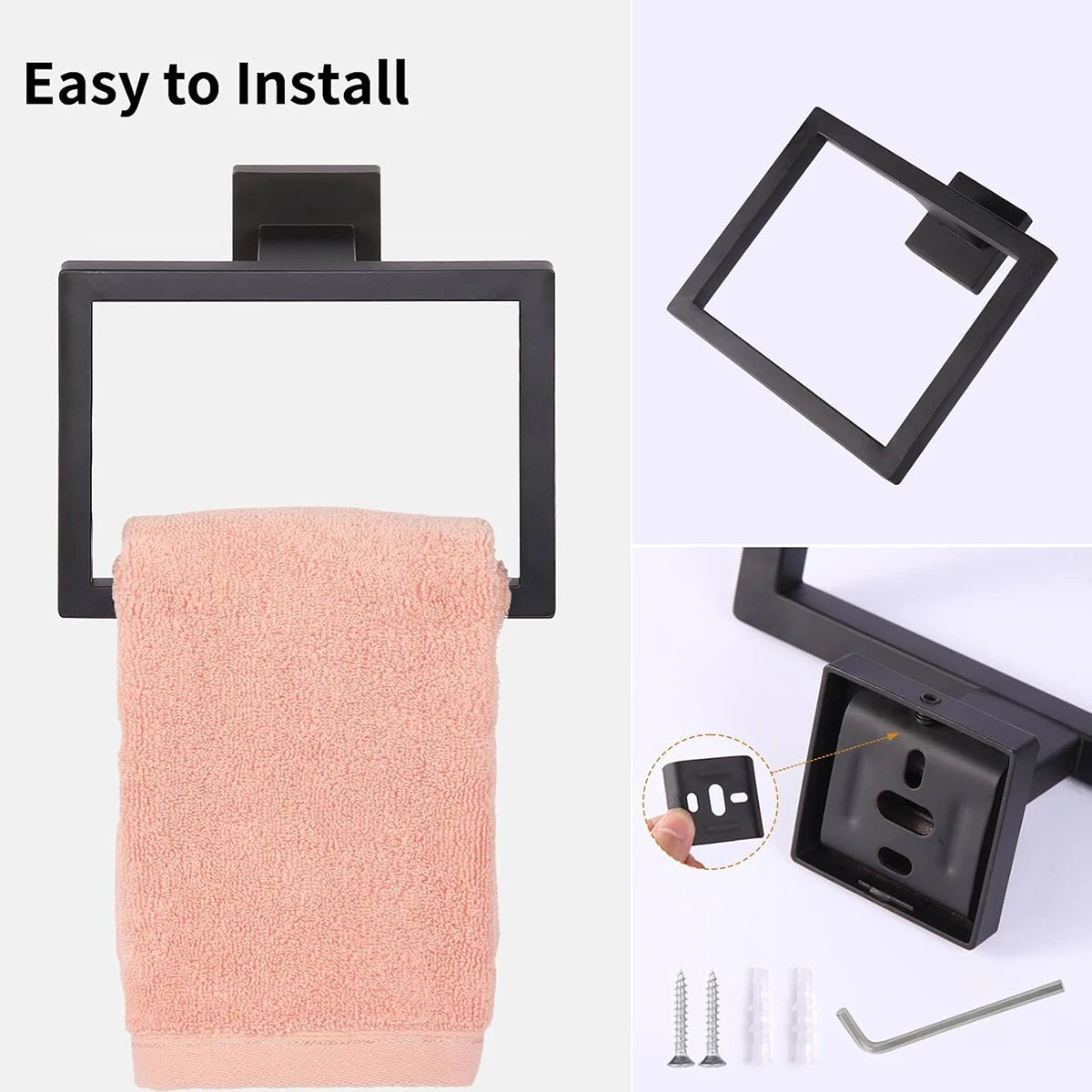 Bathroom Hardware Set Accessories Matte Black Shelf Robe Hook Hanger Towel Rail Bar Rack Tissue Paper Holder Stainless Steel Kit