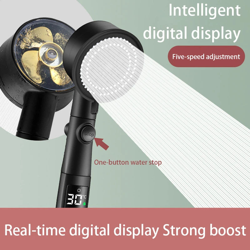 Xiaomi Water Temperature Digital Display Shower Head Turbo High pressure shower head  set household 5-Mode Bathroom Accessories