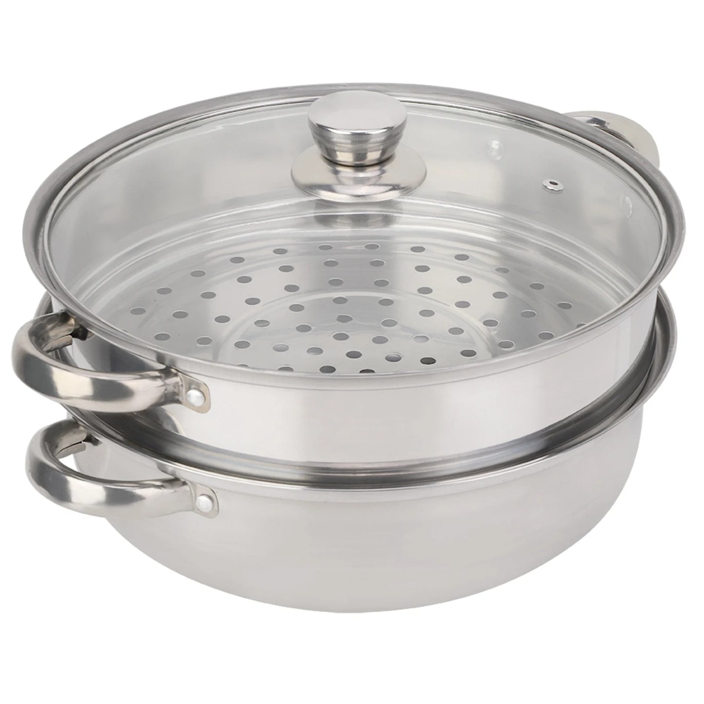 Stainless Steel Cookware 27cm/11in 2-Layer Steamer Pot Cooker Double Boiler Soup Steaming Pot Kitchenware Kitchen Supplies