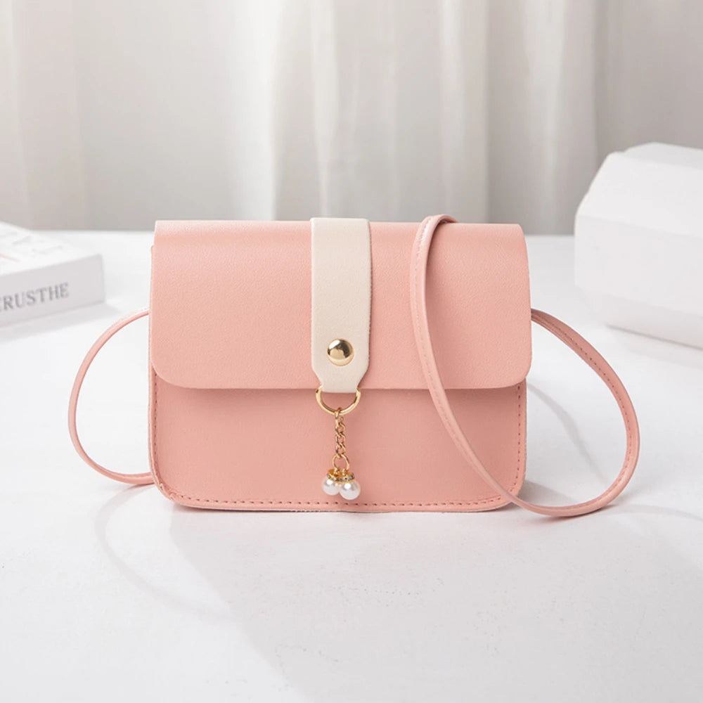 Ladies' small bags for daily use, versatile spring and summer women's bags, color-blocking small square bags, pearl pendant bags