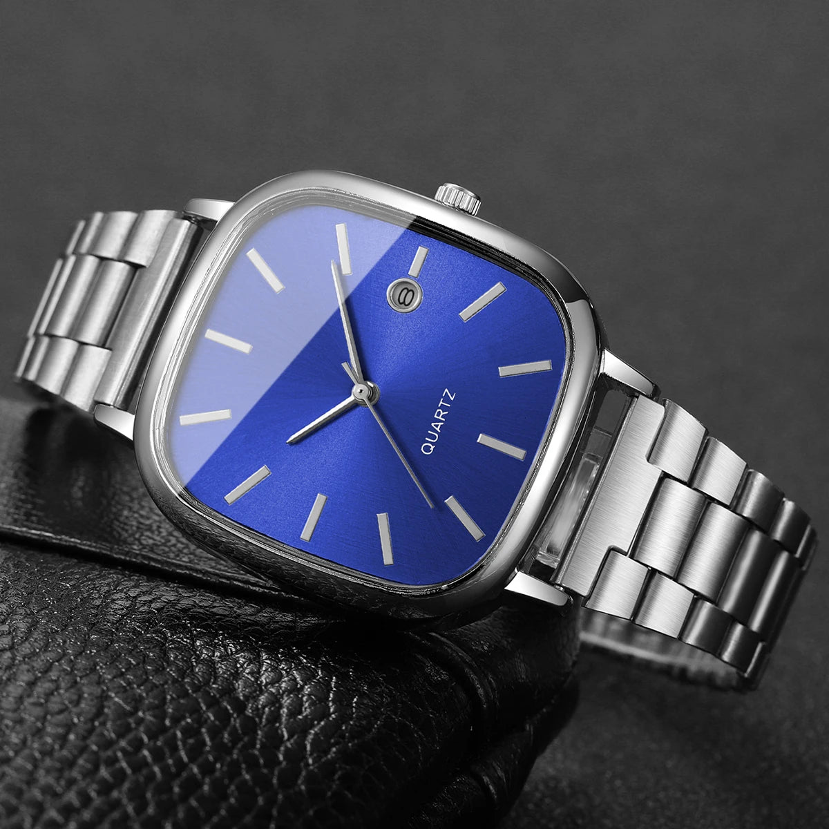 Fashion Square Men Business Watches Analog Calendar Quartz Watch for Mens Clock Reloj Hombre（Without Box）