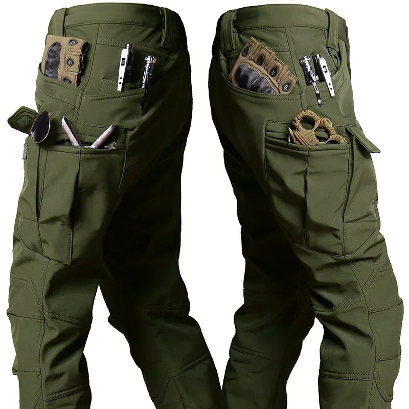 Winter Pants Men Outdoor Windproof Waterproof Thick Tactical Trousers Softshell Fleece Hunting Warm Multi-pocket Work Camo 4XL