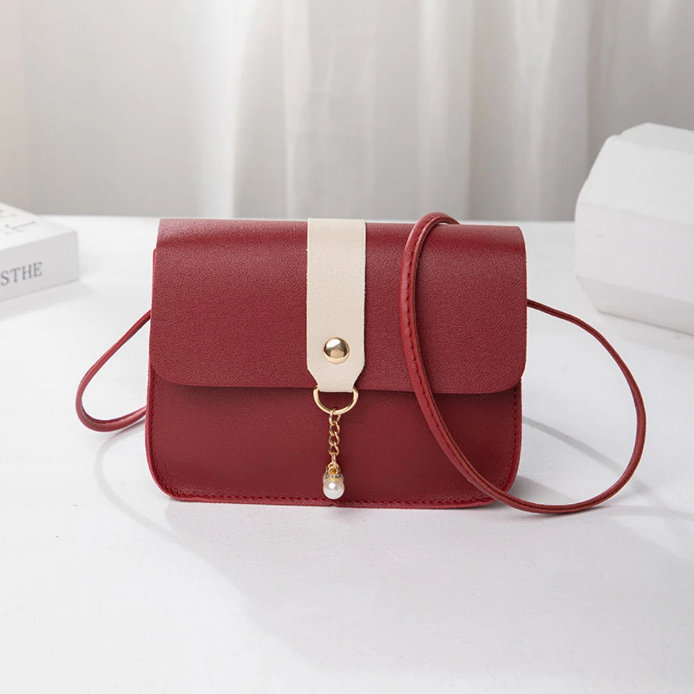 Ladies' small bags for daily use, versatile spring and summer women's bags, color-blocking small square bags, pearl pendant bags