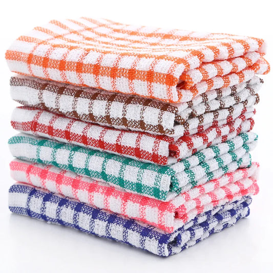 6Pcs Cotton Kitchen Tea Towels Absorbent Lint Free Catering Restaurant Cloth Dish Towels Cleaning Cloth Kitchen Cleaning Towel