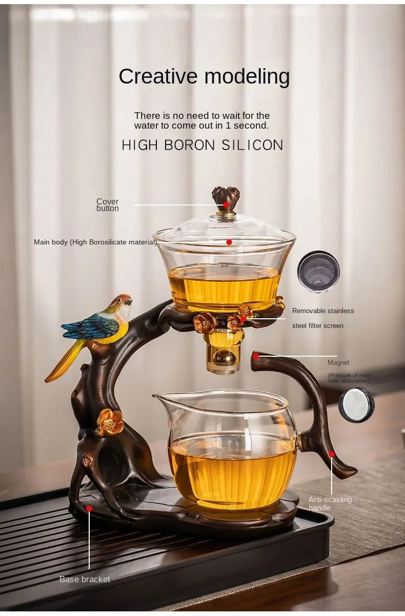 Glass Automatic Tea Set  Lazy Tea Maker High End Magnetic Suction Teapot