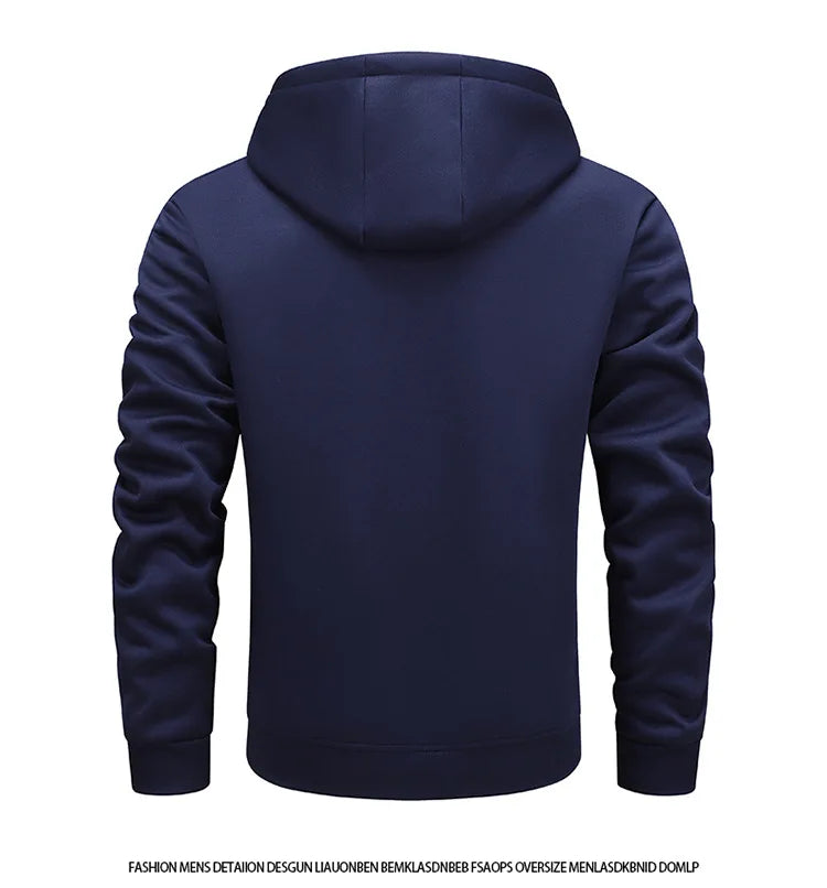 Autumn Winter Man Jacket Thicken Warm Male Hooded Outerwear Simple Solid Color Long Sleeve Versatile Comfortable Men Coat