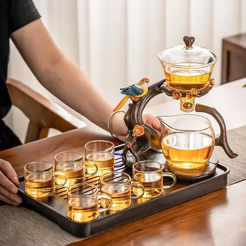 Glass Automatic Tea Set  Lazy Tea Maker High End Magnetic Suction Teapot