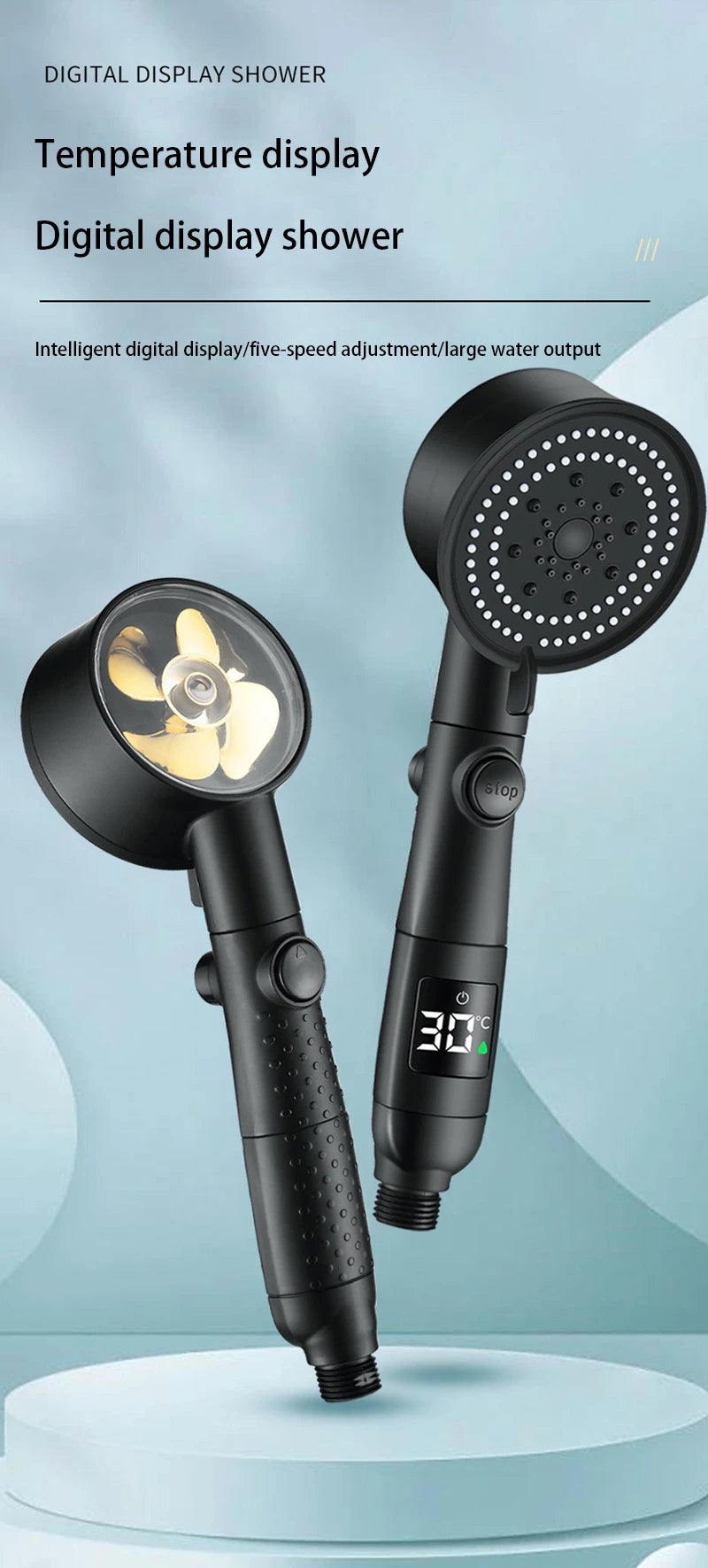 Xiaomi Water Temperature Digital Display Shower Head Turbo High pressure shower head  set household 5-Mode Bathroom Accessories