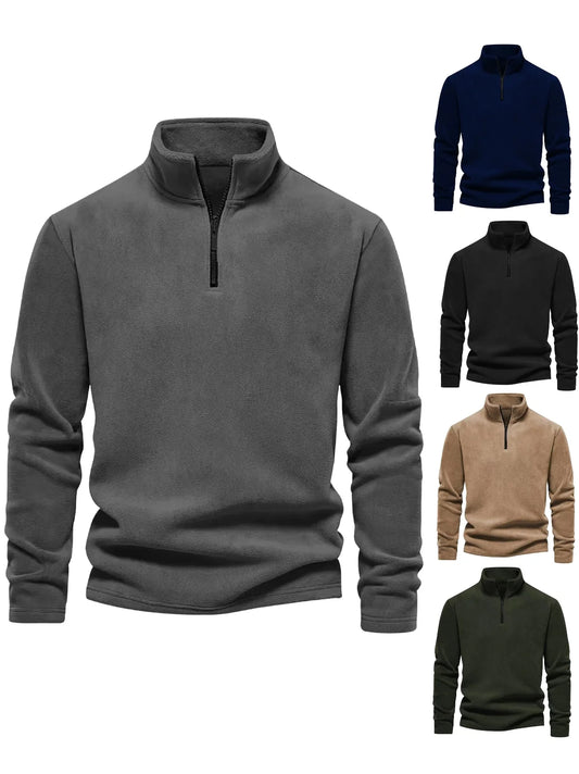 Men's Casual Jacket, Thickly Quilted For Warmth, Fleece-Lined With Zippers, Stylish Pullover Shirt, Men's Sport Shirt