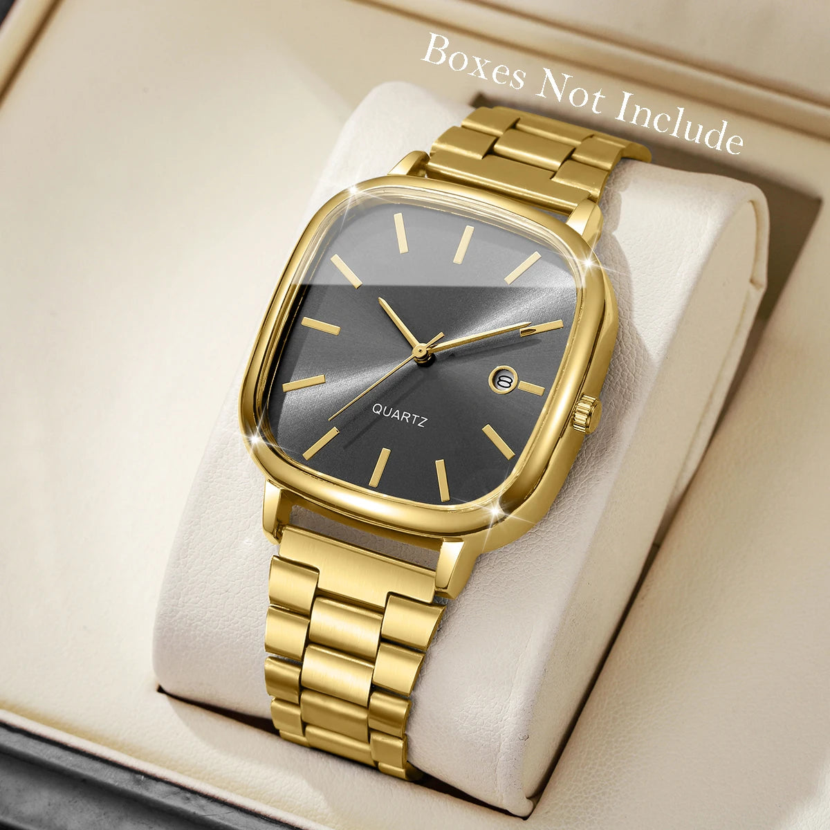 Fashion Square Men Business Watches Analog Calendar Quartz Watch for Mens Clock Reloj Hombre（Without Box）