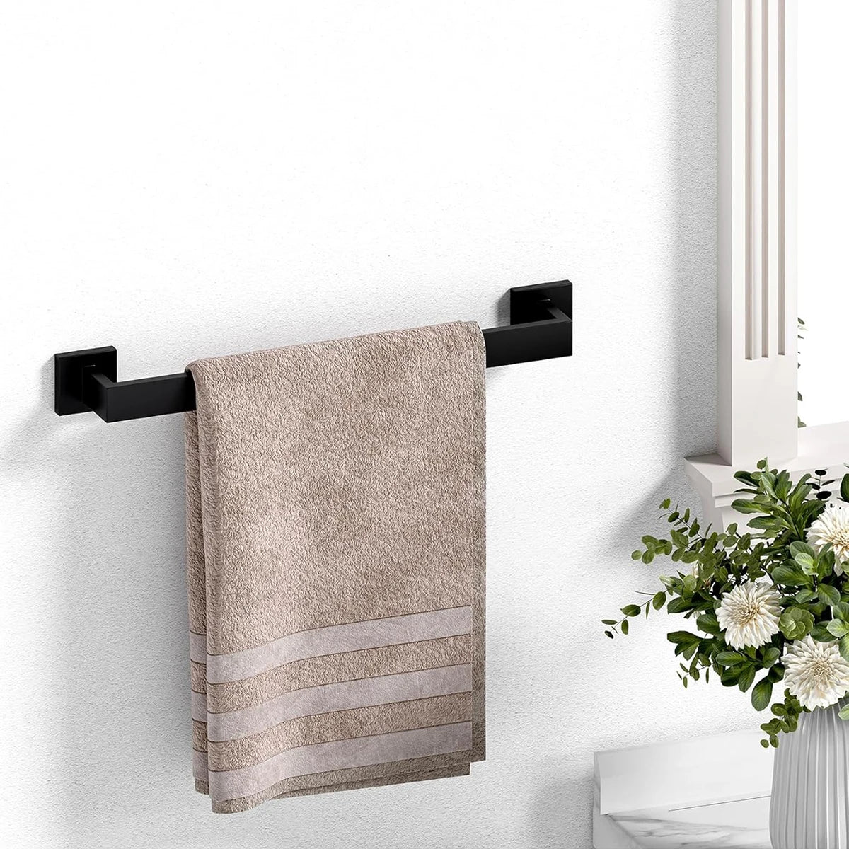 Bathroom Hardware Set Accessories Matte Black Shelf Robe Hook Hanger Towel Rail Bar Rack Tissue Paper Holder Stainless Steel Kit