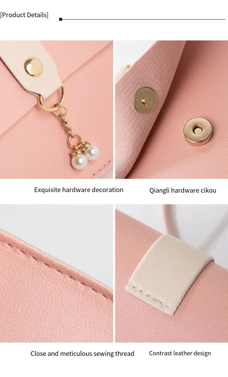 Ladies' small bags for daily use, versatile spring and summer women's bags, color-blocking small square bags, pearl pendant bags