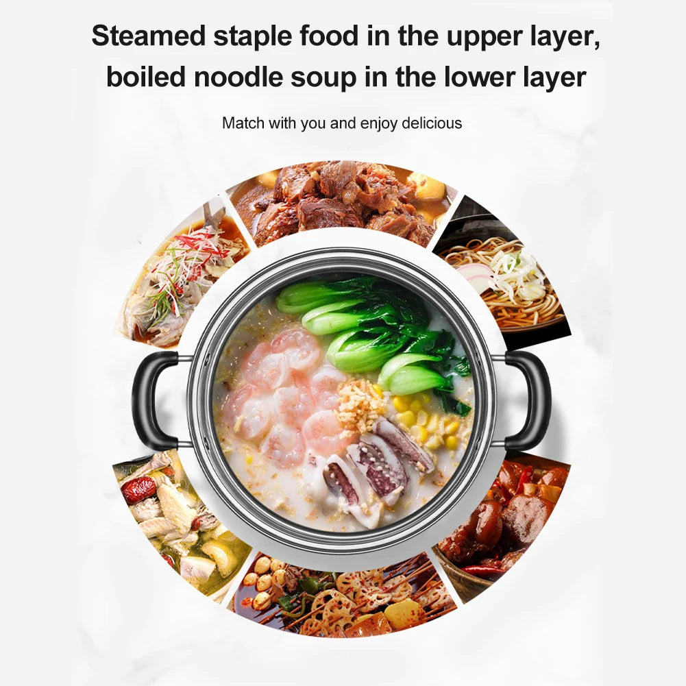 Stainless Steel Cookware 27cm/11in 2-Layer Steamer Pot Cooker Double Boiler Soup Steaming Pot Kitchenware Kitchen Supplies