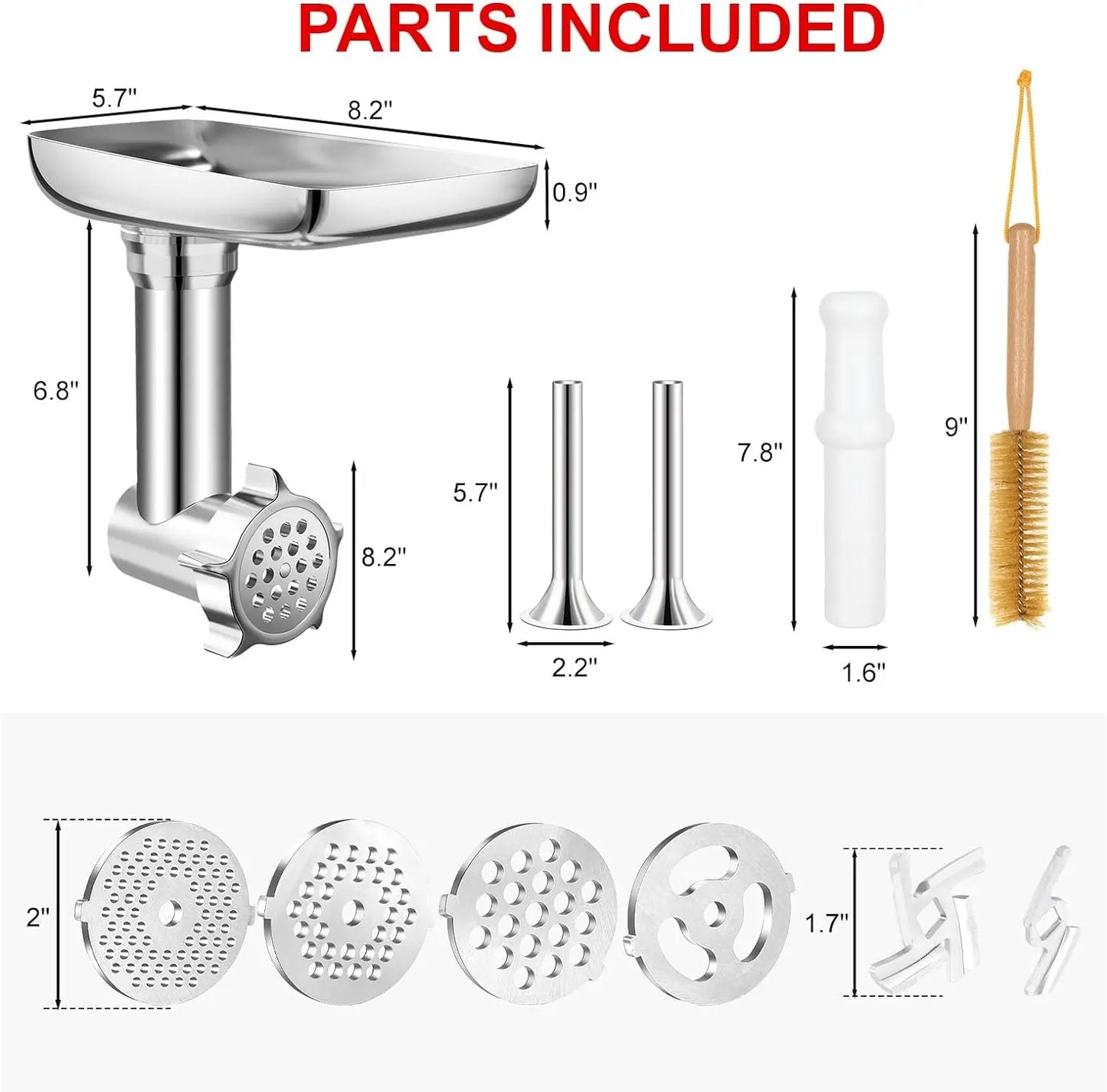 Metal Food Grinder Attachments for all KitchenAid chef and Cuisinart Stand Mixers SM-50 Series. Meat Grinders, Sausage Stuff